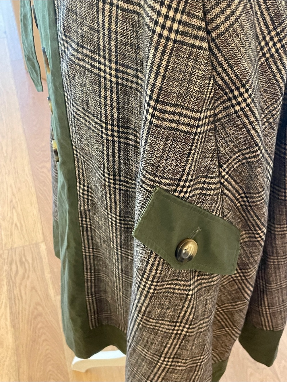 Olive Green Plaid Panel Midi Skirt - VINTAGE AMERI - Picture 5 of 9